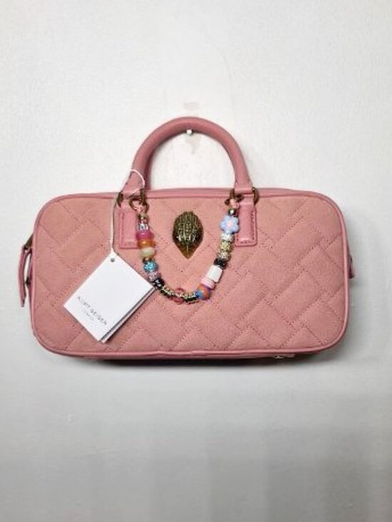 Kurt Geiger Handbags - Kurt Geiger London $255 Small Kensington Quilted Duffle Pink Suede Combo NWT!